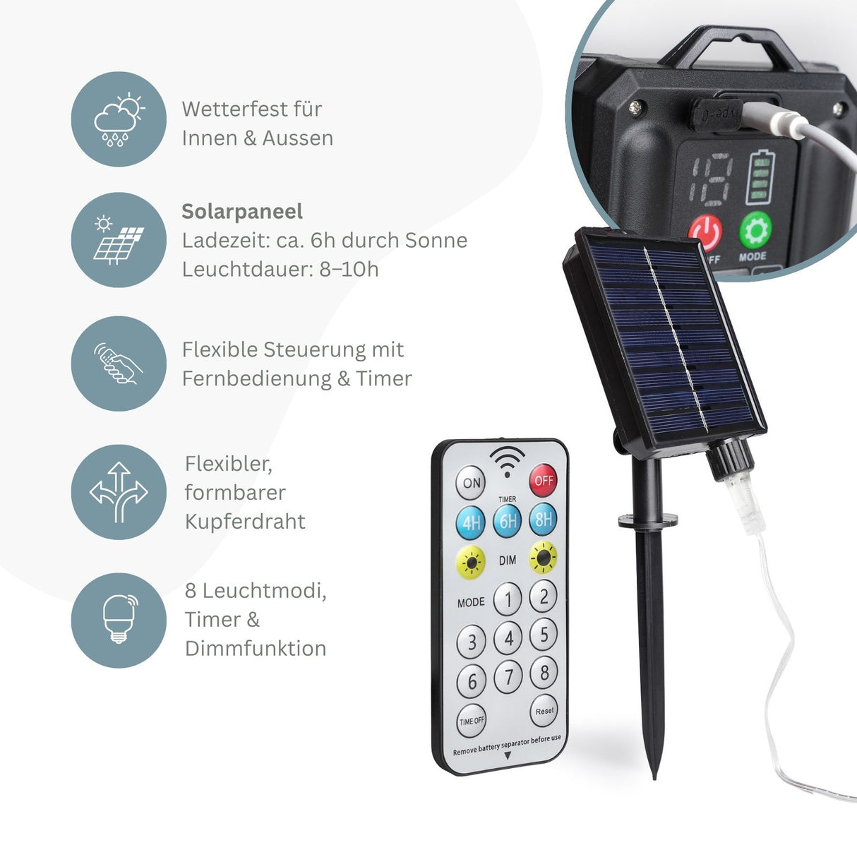 LED-Gartenbeleuchtung 6.4m Dekoleuchte Ambientebeleuchtung Lichtdeko
