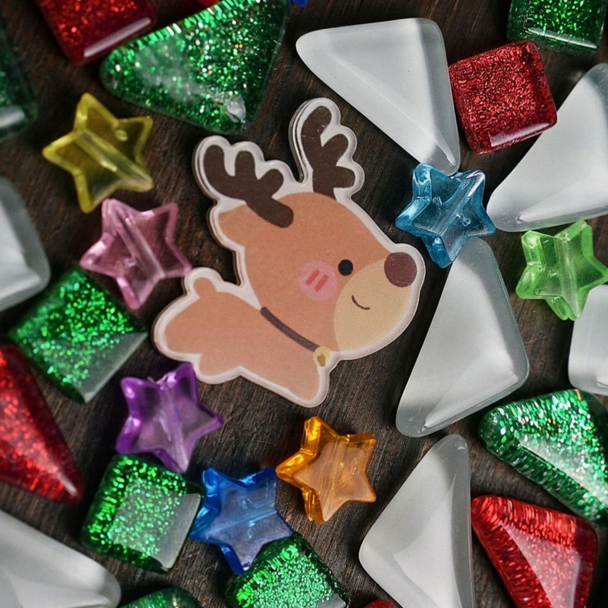 2er-Set DIY-Mosaik-Untersetzer Schneemann Rentier Bastelset