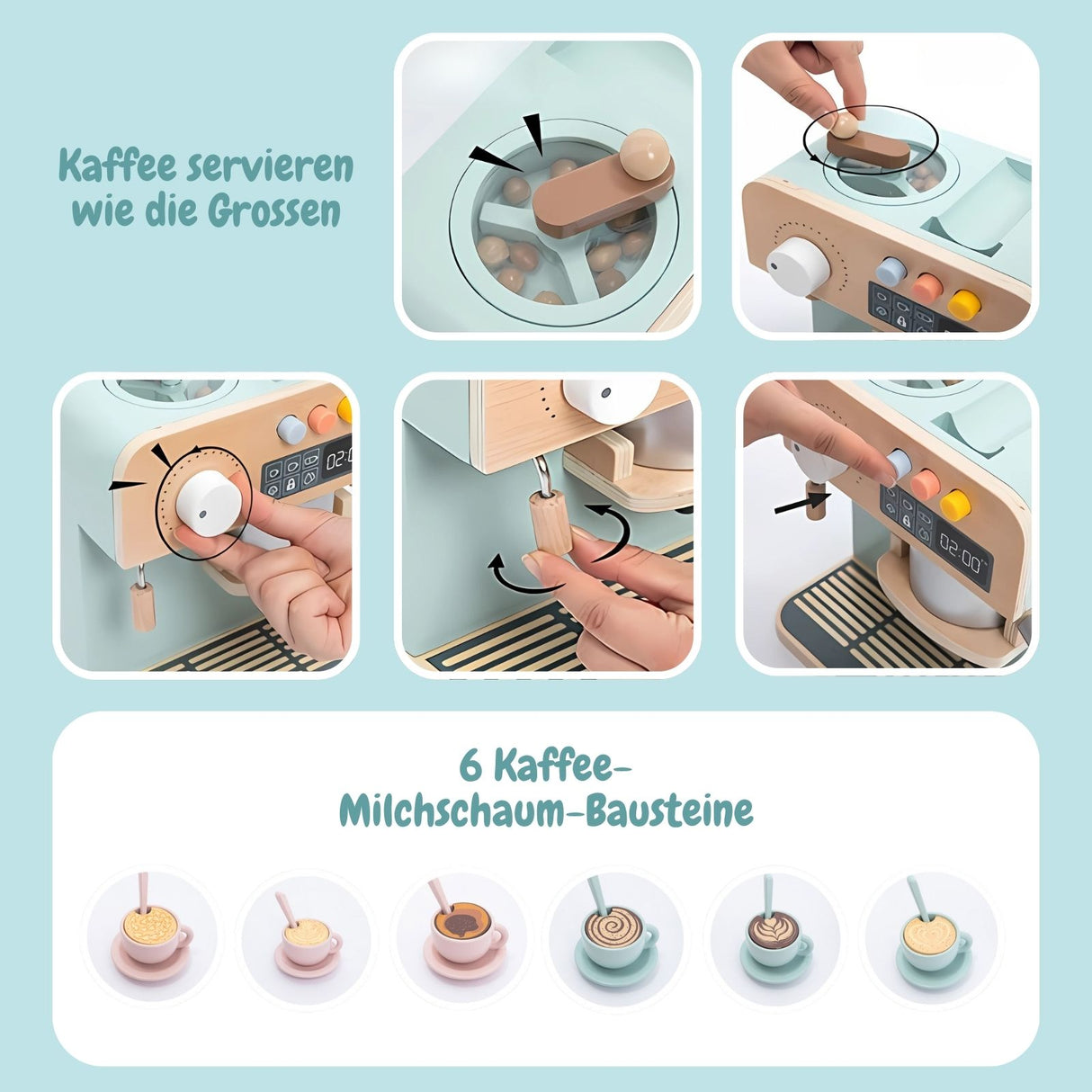 Holzspielzeug Frühstücksset Kaffeeautomat Mikrowelle Küchenmaschinen