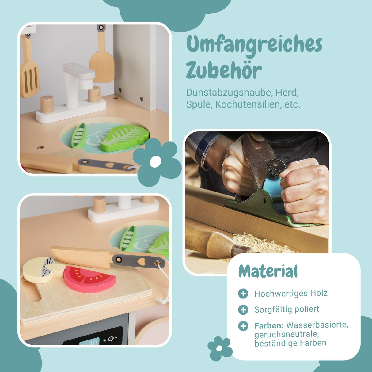 Kinderküche mit XXL Spielset Haushaltsgeräte und Frühstücksset