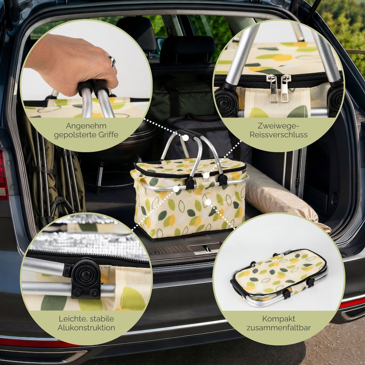 Thermo-Einkaufskorb Kühltasche Isolierkorb Kühlkorb Picknickkorb