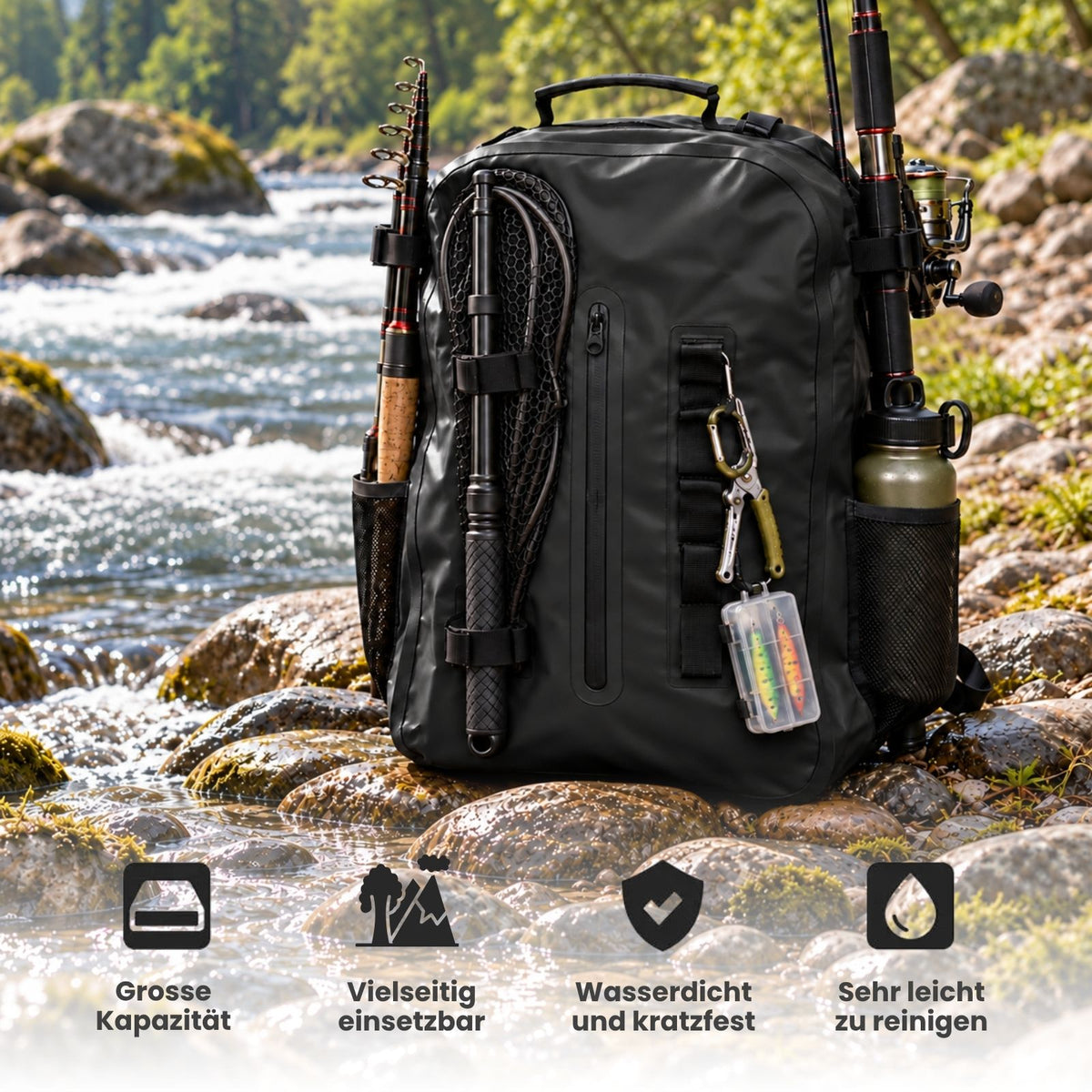 Wasserdichter Angelrucksack Tackle Bag Angeltasche Ködertasche