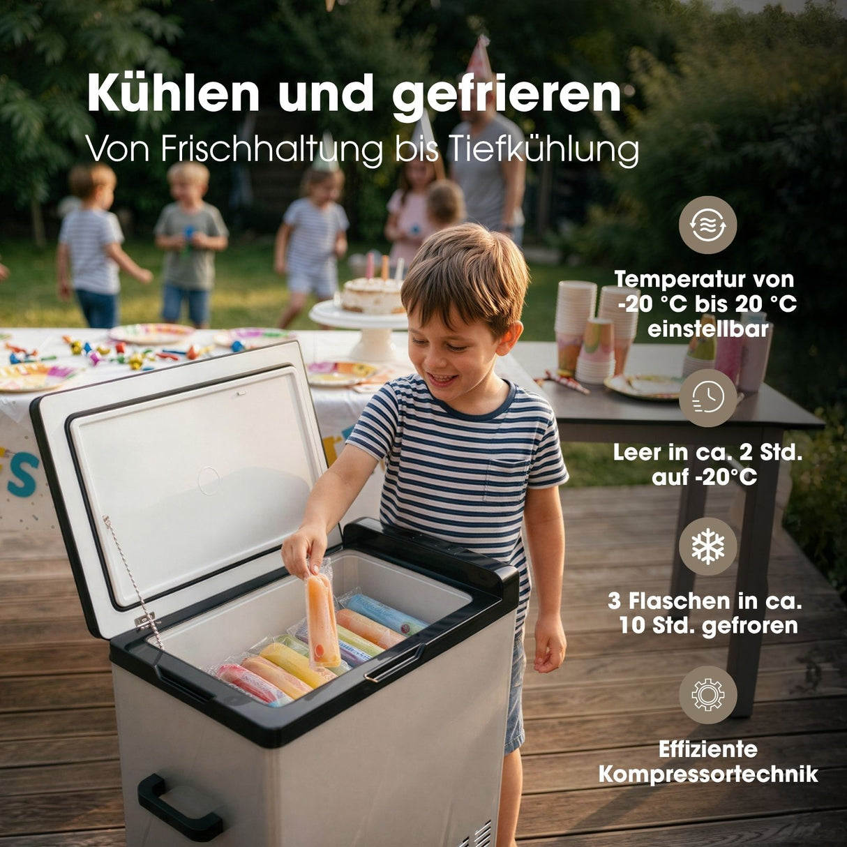 Kompressor-Kühlbox 75L Camping-Kühlschrank Auto-Kühlbox Gefrierbox