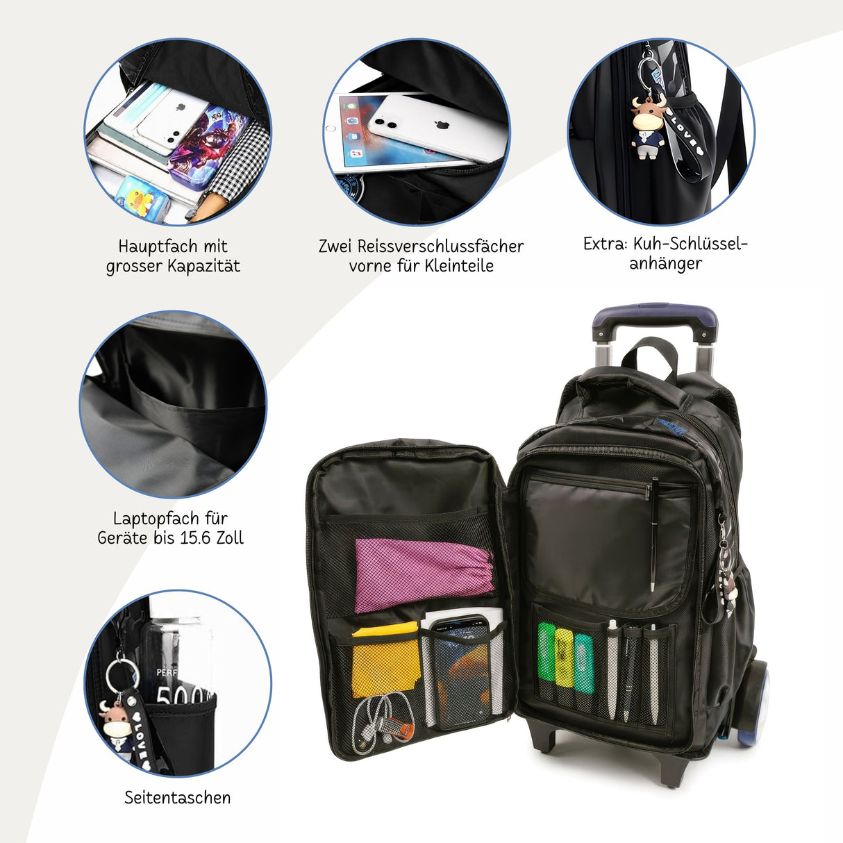 Rucksacktrolley Schulrucksack Schulthek Reiserucksack Kofferrucksack
