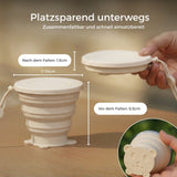 Faltbarer Silikonbecher mit Deckel Faltbecher Reisebecher Trinkbecher