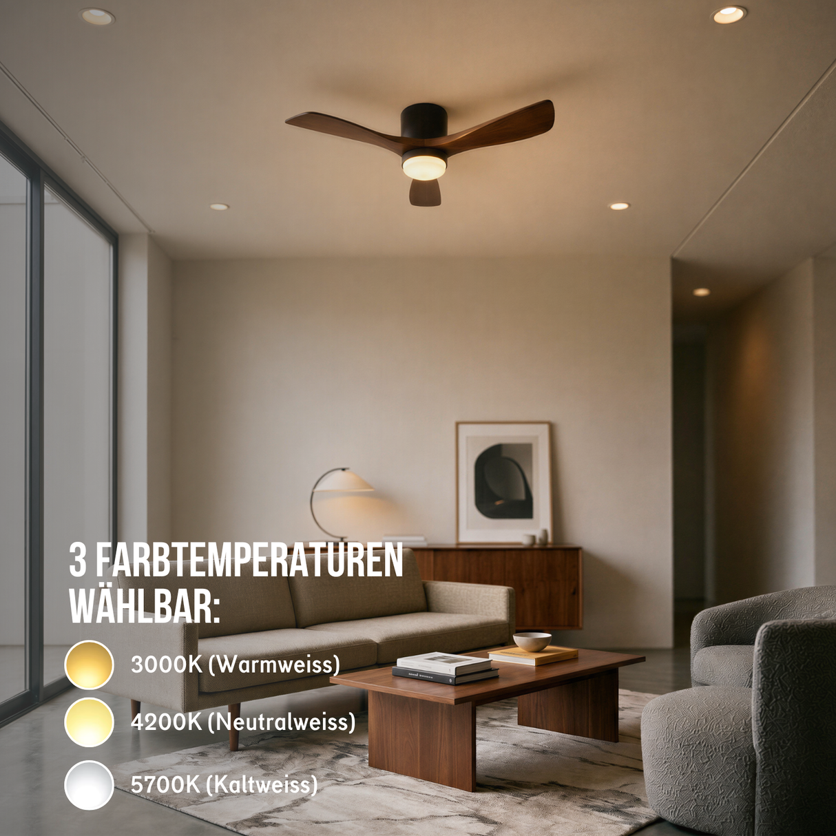 Holz-Deckenventilator Deckenlüfter LED-Deckenventilator Deckengebläse