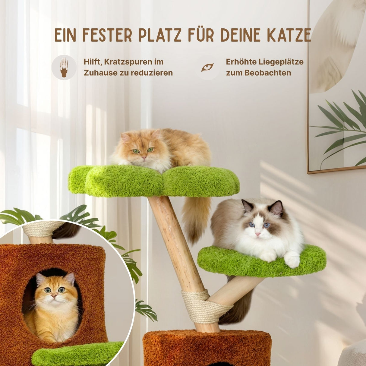 Kratzbaum mit Höhlen und Plattform Katzenbaum Kletterbaum Kratzmöbel