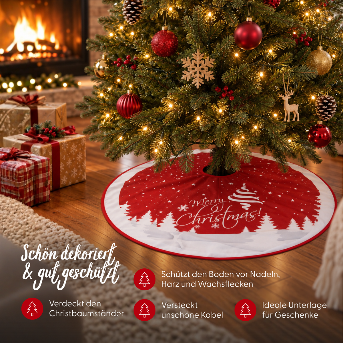 Weihnachtsbaumdecke Christbaum-Rock Tannenbaum-Teppich Baumrock-Matte