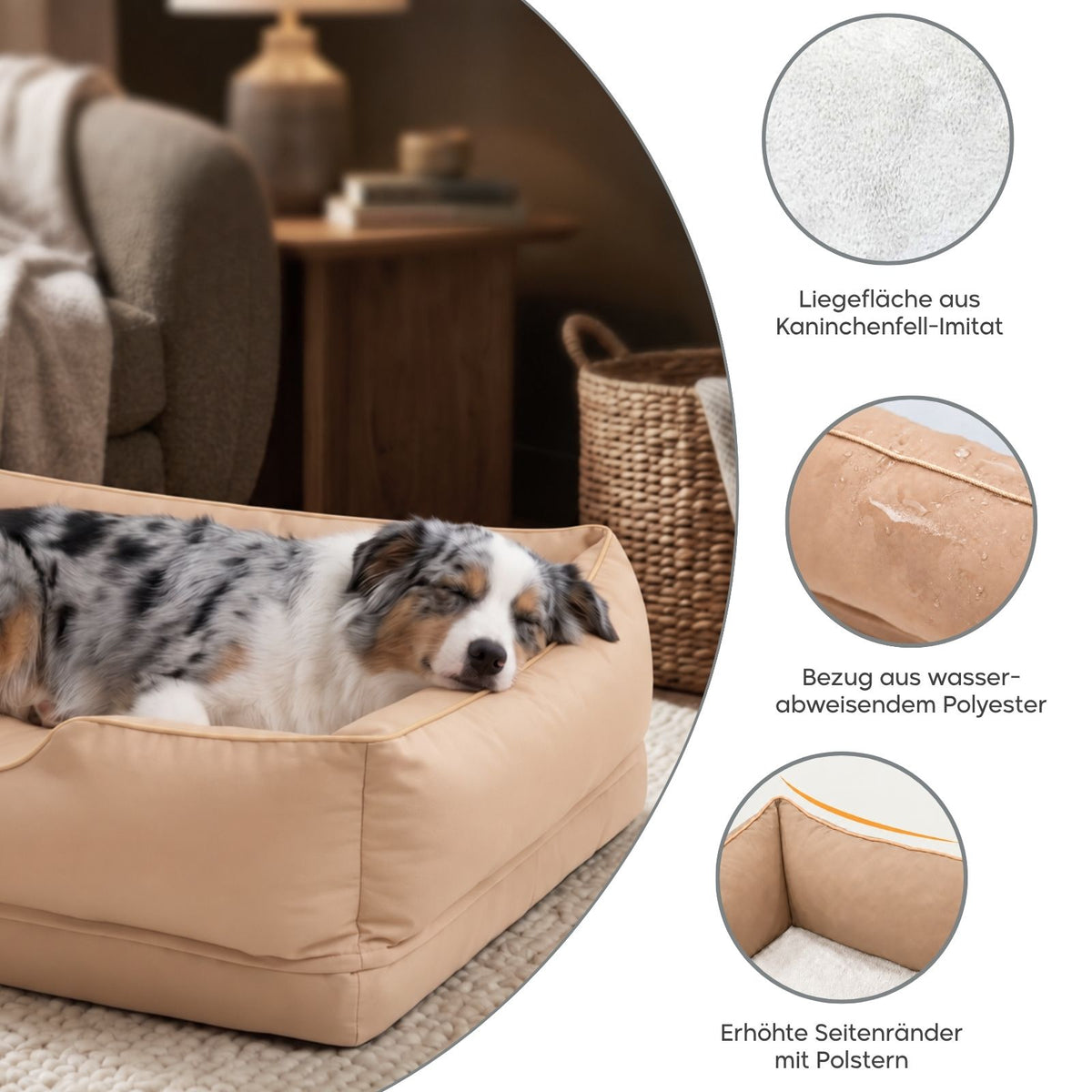 Haustierbett Grösse XL Kuschelbett Liegeplatz Hundebett Schlafplatz