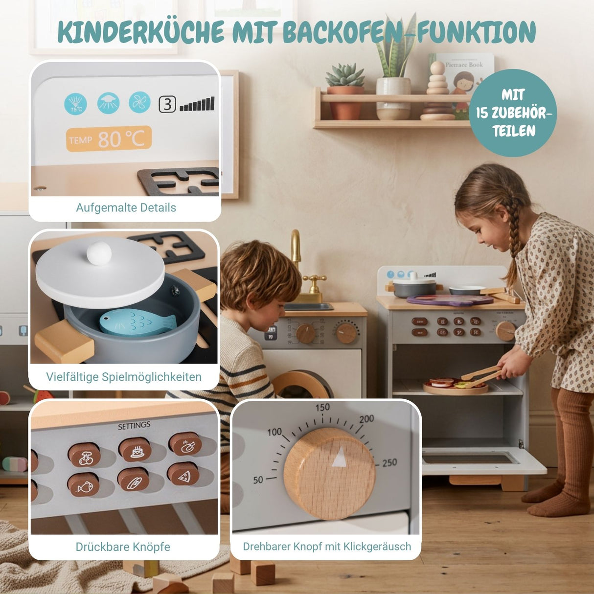 3-tlg. Kinder Haushalts-Spielset Backofen Kühlschrank Waschmaschine