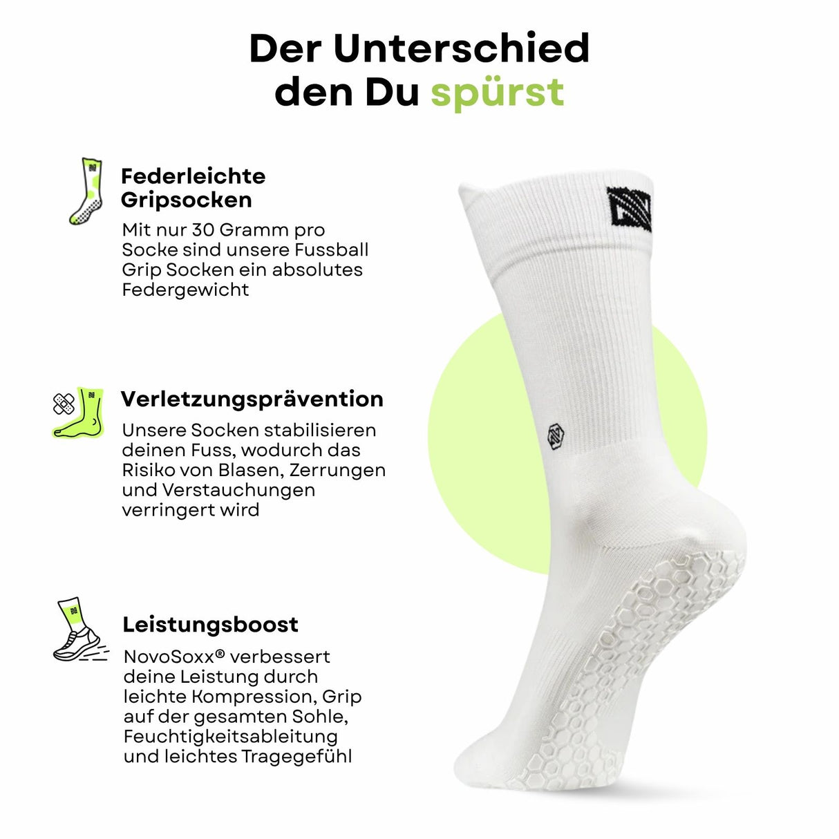 Fussballsocken Gr. 42-47 Sportstrümpfe GripSoxx NX Weiss