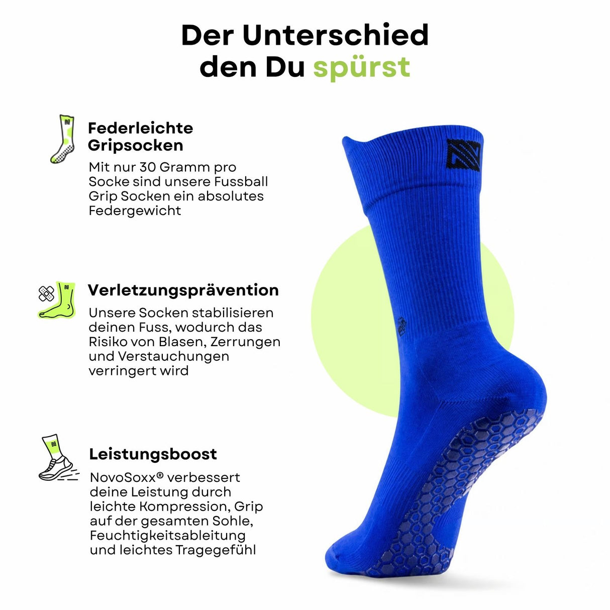 Fussballsocken Gr. 36-41 Sportstrümpfe GripSoxx NX Blau