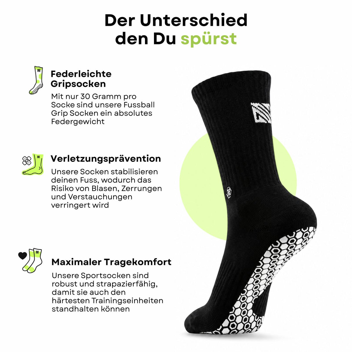 Fussballsocken Gr. 31-35 Sportstrümpfe GripSoxx SE Schwarz