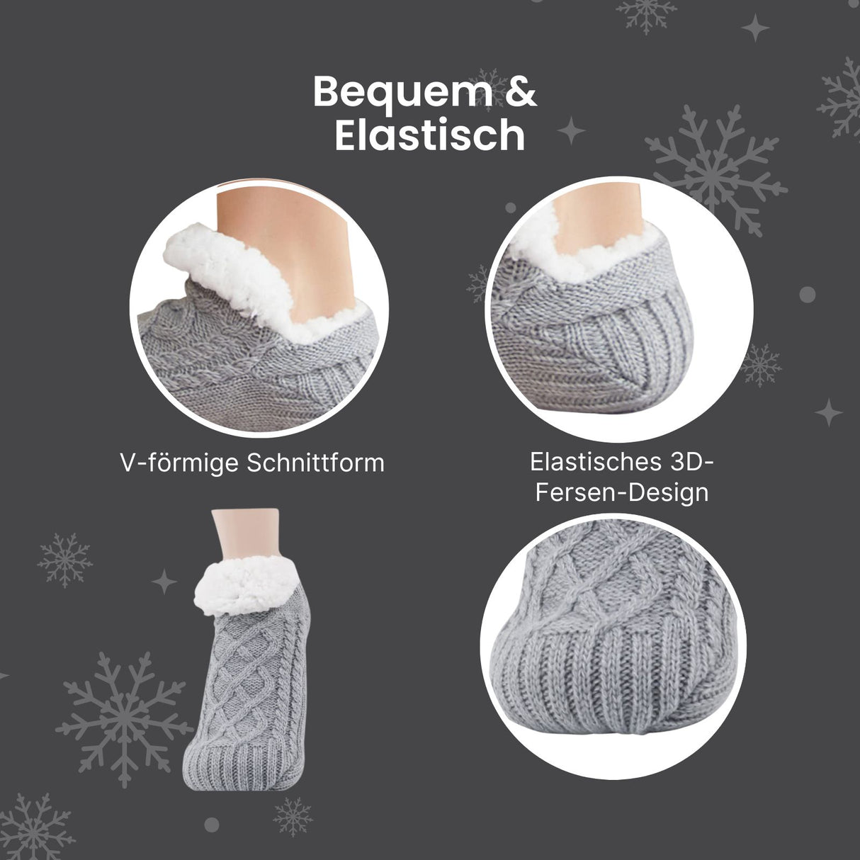 Fuzzy-Socken Gr. 39-42 Kuschelsocken Hausschuhe Pantoffeln Wintersocken