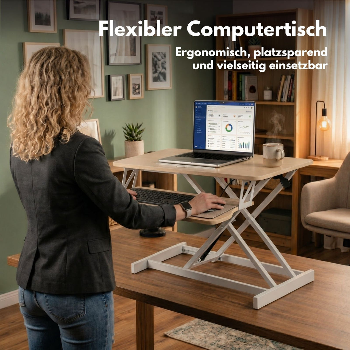 Bürotisch pneumatischer Aufsatz Notebook Schreibtisch Hubtisch Office Desk Arbeitstisch