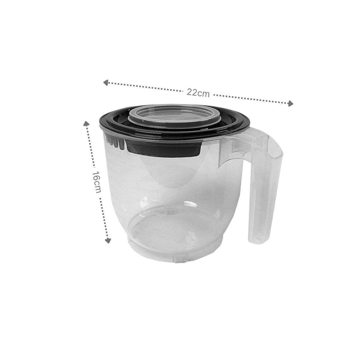 Messbecher mit Rühr-Deckel Rührbecher Messbehälter Messkanne