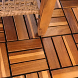 4er-Set Akazienholz-Fliesen Holzfliesen Bodenplatten Klickfliesen