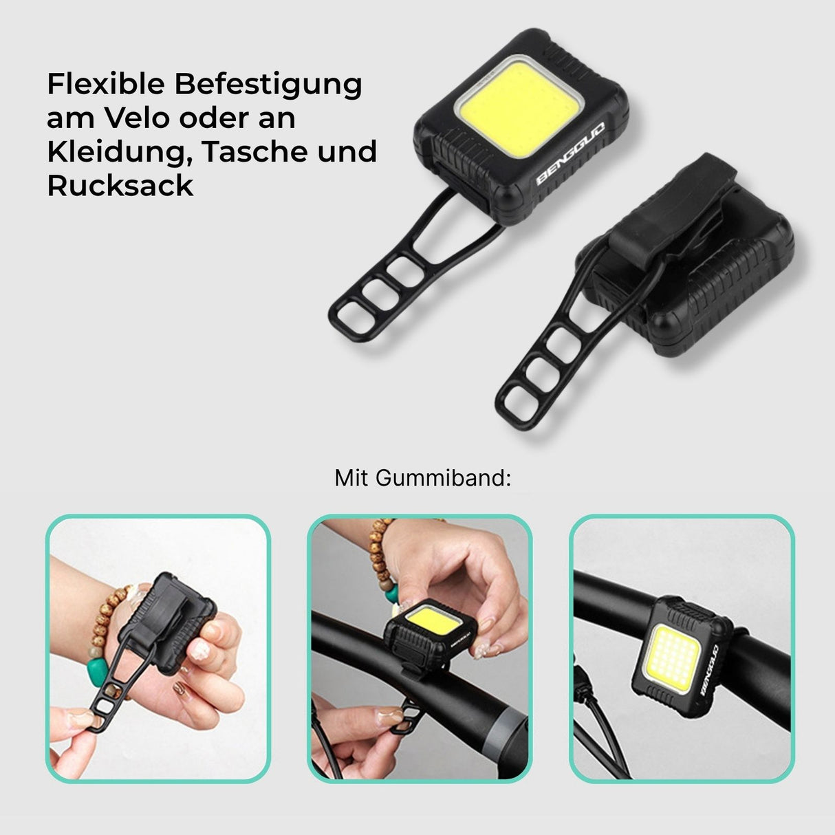 2-tlg. Velo Warnlicht-Set Fahrrad-Erkennungslicht LED-Sicherheitslicht