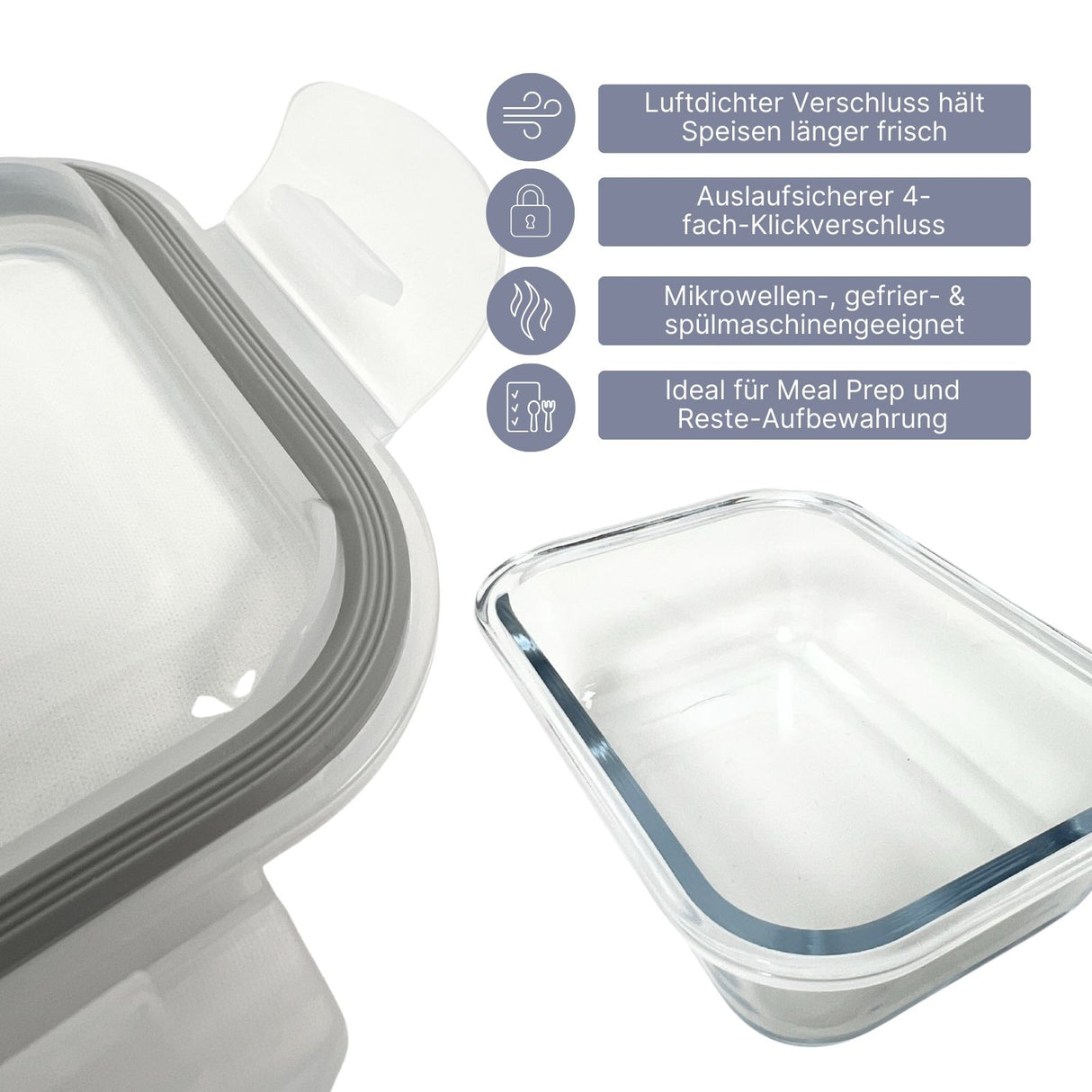 4er-Set Glas-Vorratsbehälter Frischhaltedosen Vorratsdosen Behälter