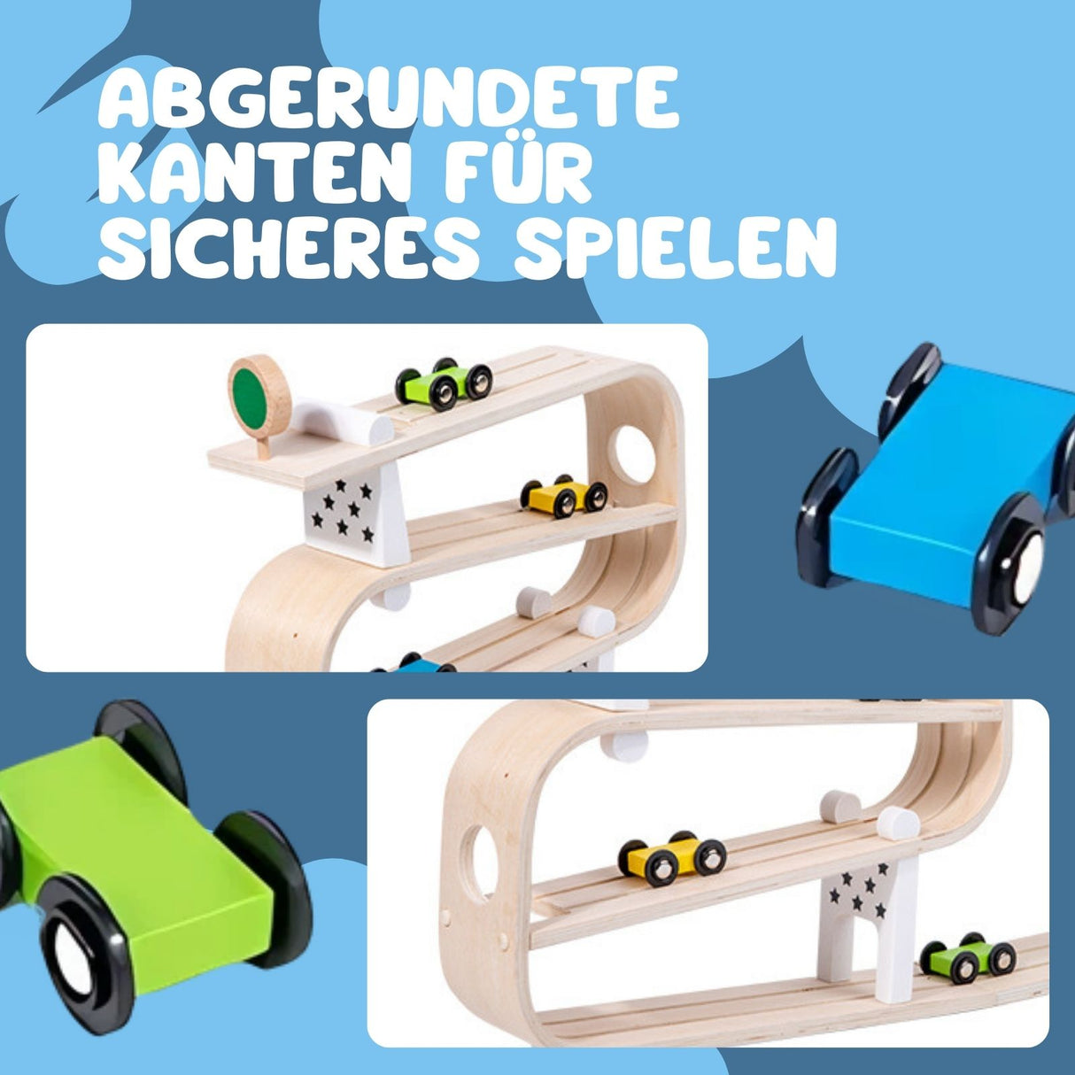 Holz-Rollbahn Kugelbahn Kinderspielzeug Murmelbahn Holzspielzeug
