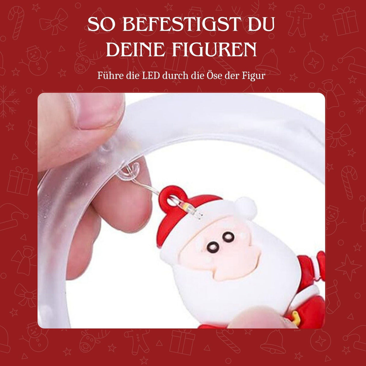 LED Weihnachtslichterkette 3m Leuchtvorhang mit Ringen Ringlichterkette