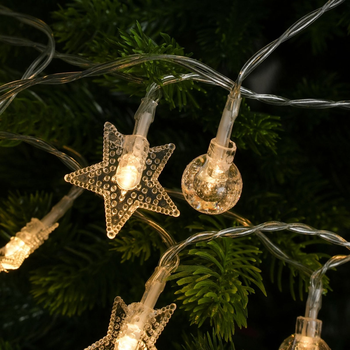LED Kugel- und Sternenlichterkette 3m Dekolichterkette Kugeln Sterne