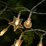 LED Kugel- und Sternenlichterkette 3m Dekolichterkette Kugeln Sterne