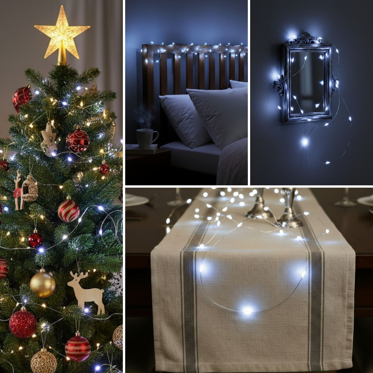 LED Kupferdraht-Lichterkette 5m Deko-Lichter Weihnachtslichterkette