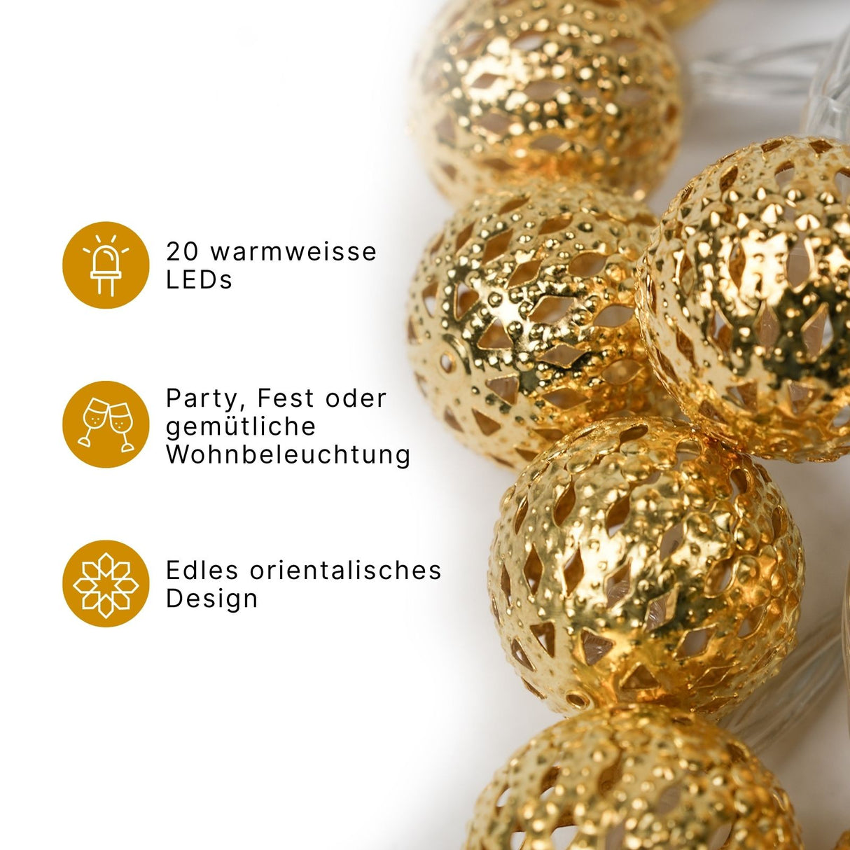 Marokkanische LED Lichterkette 3m Beleuchtung Orientalische Deko