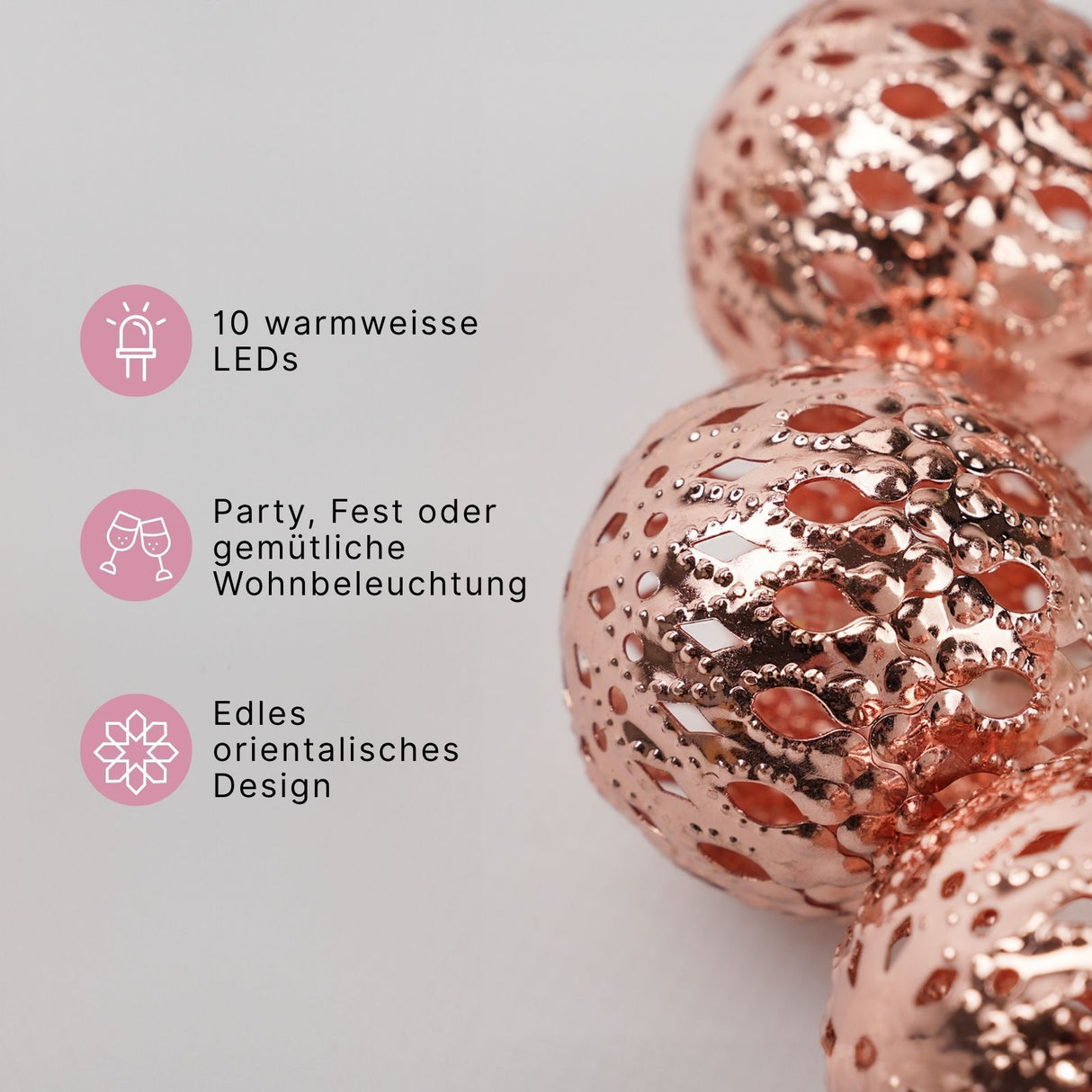 Marokkanische LED Kugelleuchte 1.5m Lichterkette Orientalische Deko