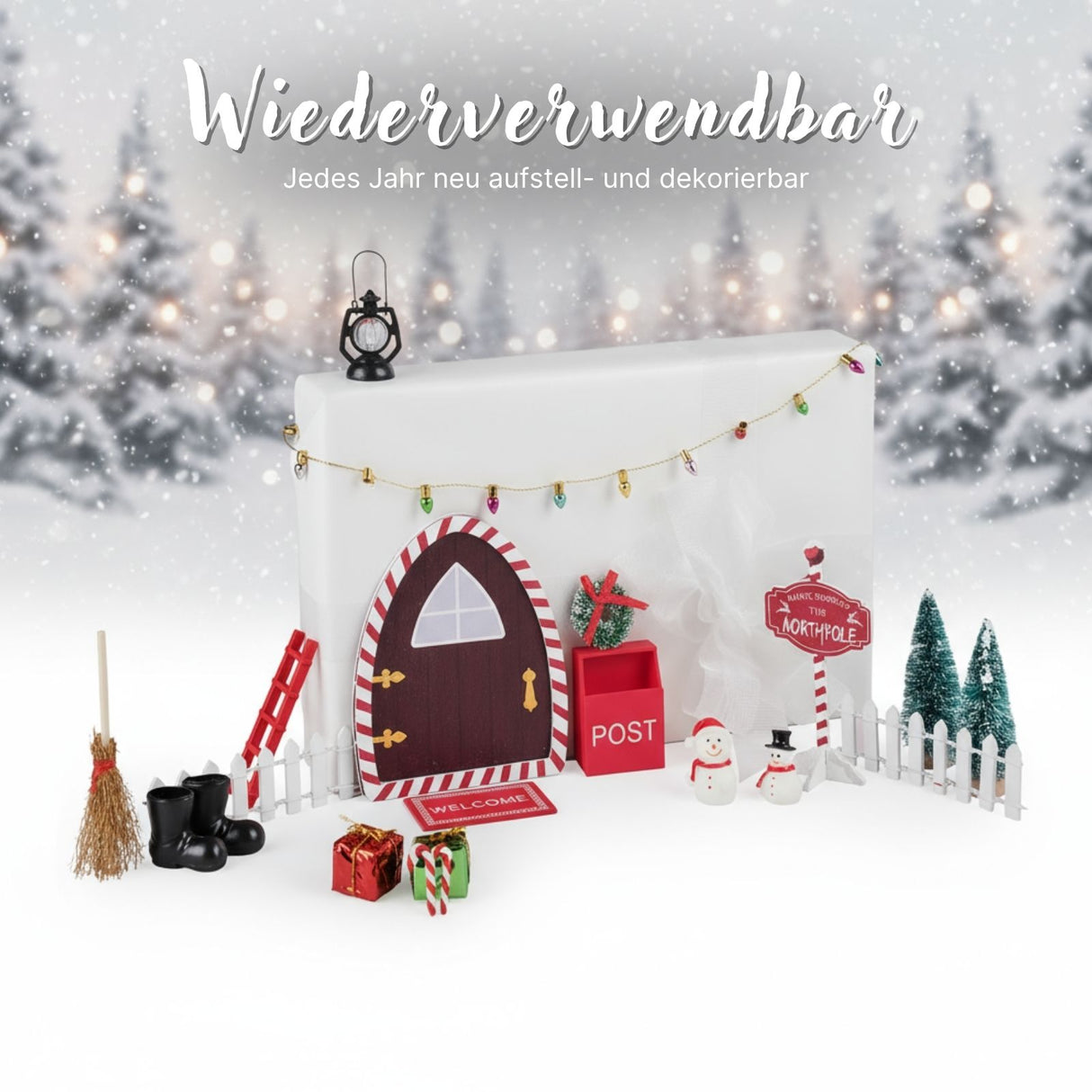 22-tlg. Wichteltür-Set Weihnachtsdeko Miniaturwelt Elfentür-Zubehör