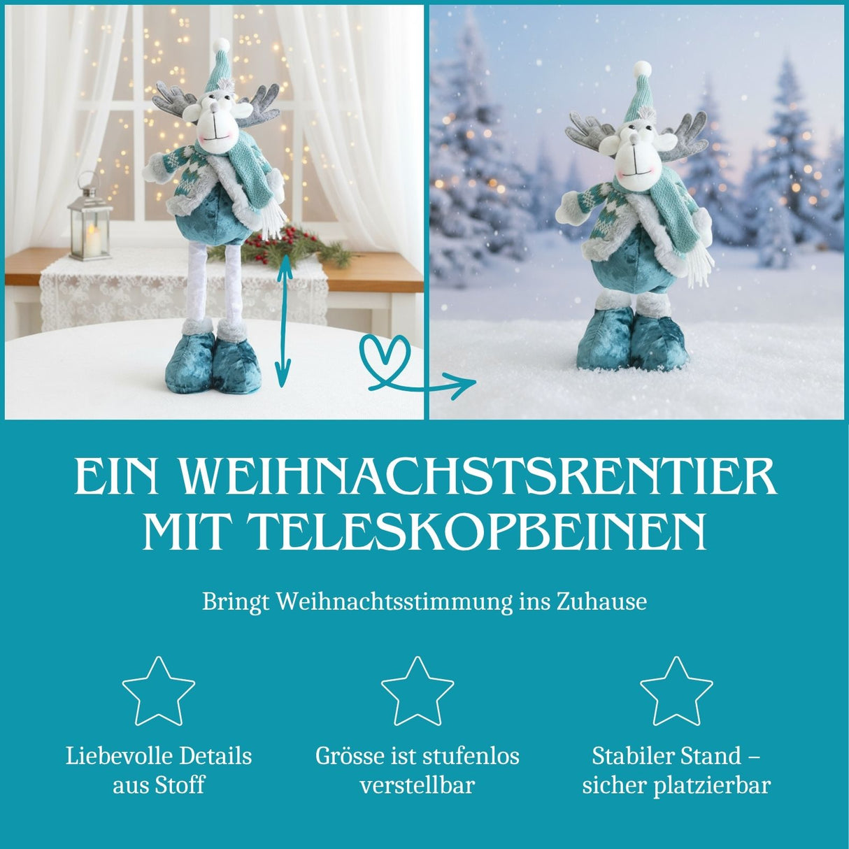 Deko-Rentier Rentierfigur Stehfigur Rentier Elch Dekofigur Winter