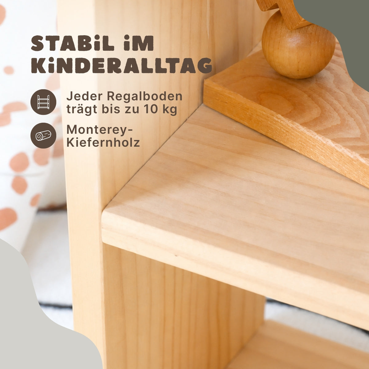 Holz-Aufbewahrungsregal Spielzeugregal Kinderzimmer-Regal Standregal
