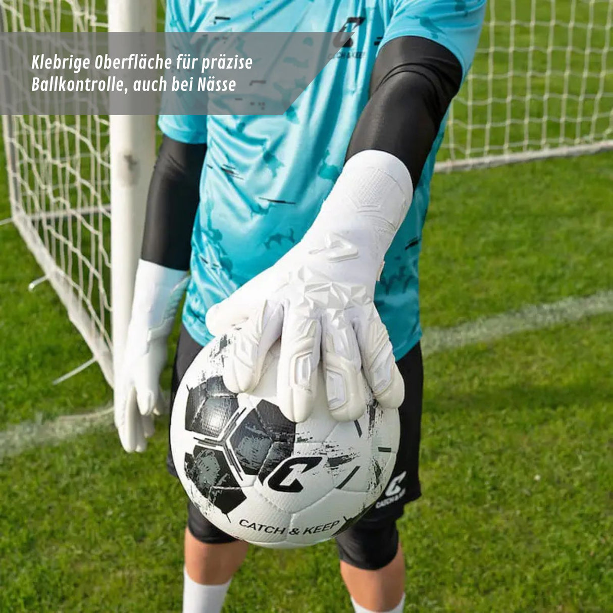 Fussballhandschuhe Pulse X All White Gr. 8 Torwart Goalie Handschuhe