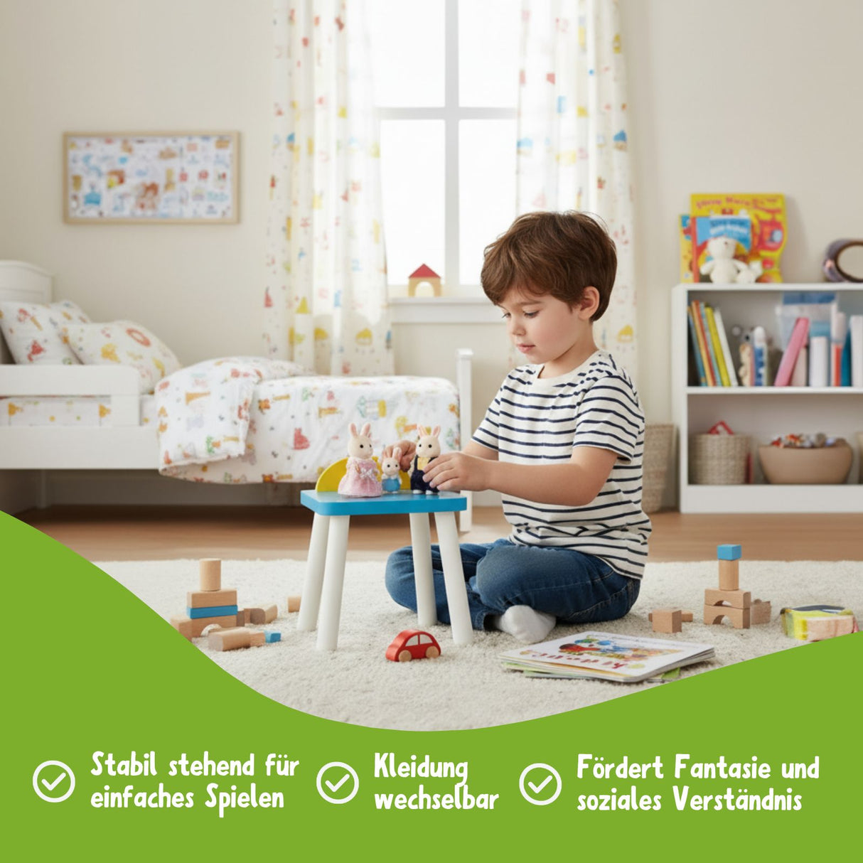 3-tlg. Hasen-Puppenfamilie Puppen Spielzeugfiguren Kinderspielzeug