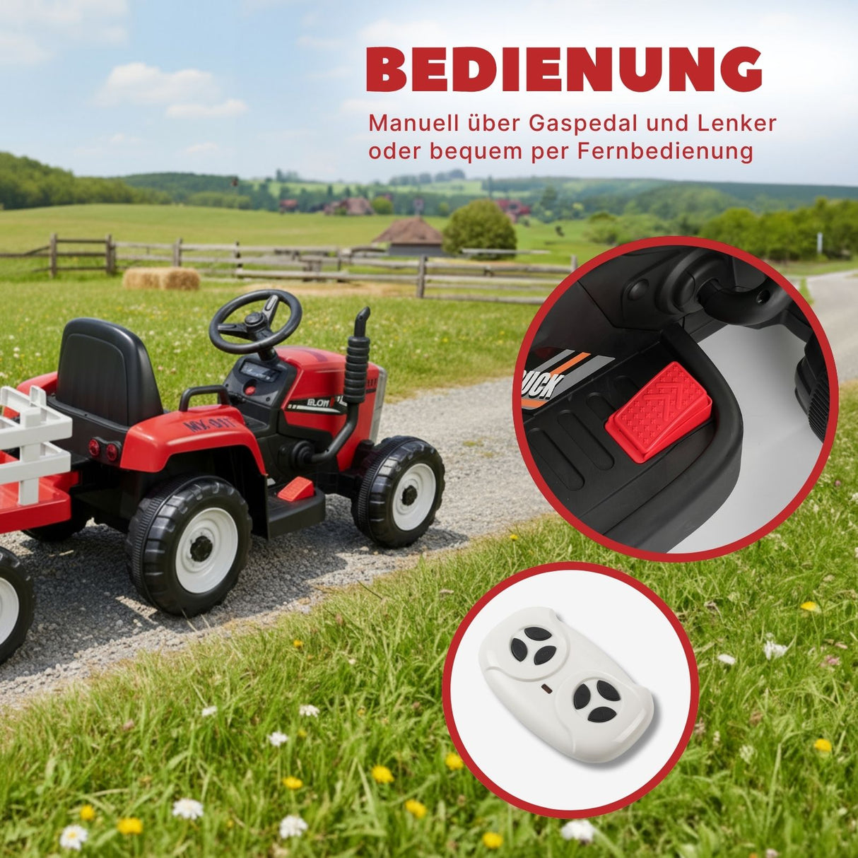 Elektro-Traktor für Kinder Kinderfahrzeug Elektroauto mit Anhänger