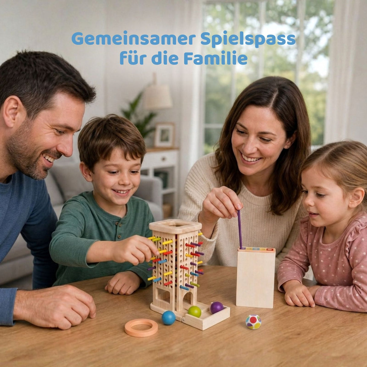 3in1 Motorikspielzeug Holzstab-Turm Farbsortierspiel Stäbchenziehspiel