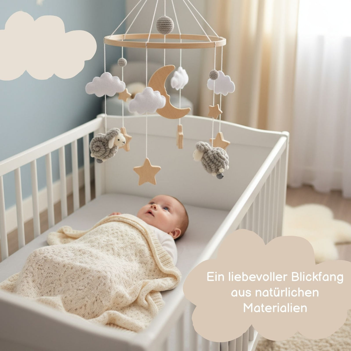 Babymobile Schafe Hängemobile Mobile Babyspielzeug Schlafmobile