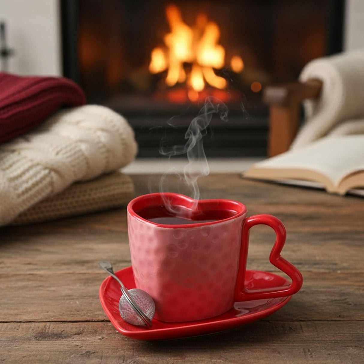 Herztasse mit Untertasse Becher Kaffeetasse Teetasse Henkeltasse