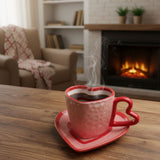 Herztasse mit Untertasse Henkeltasse Becher Kaffeetasse Teetasse