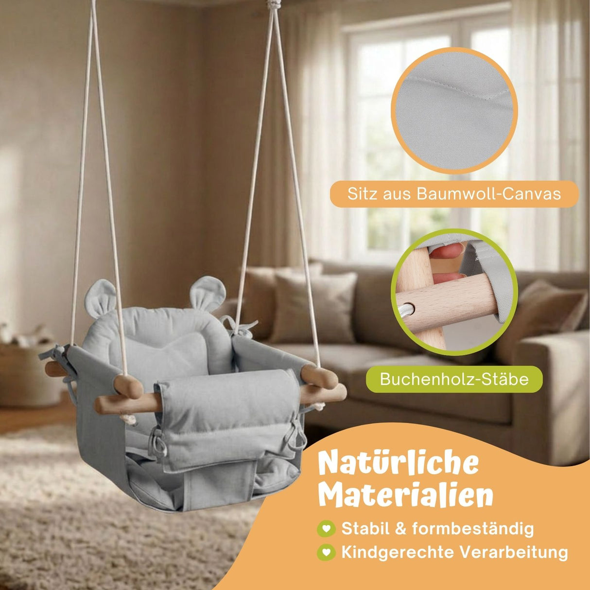 Babyschaukel Indoor Schaukelsitz mit Polsterung Kleinkindschaukel