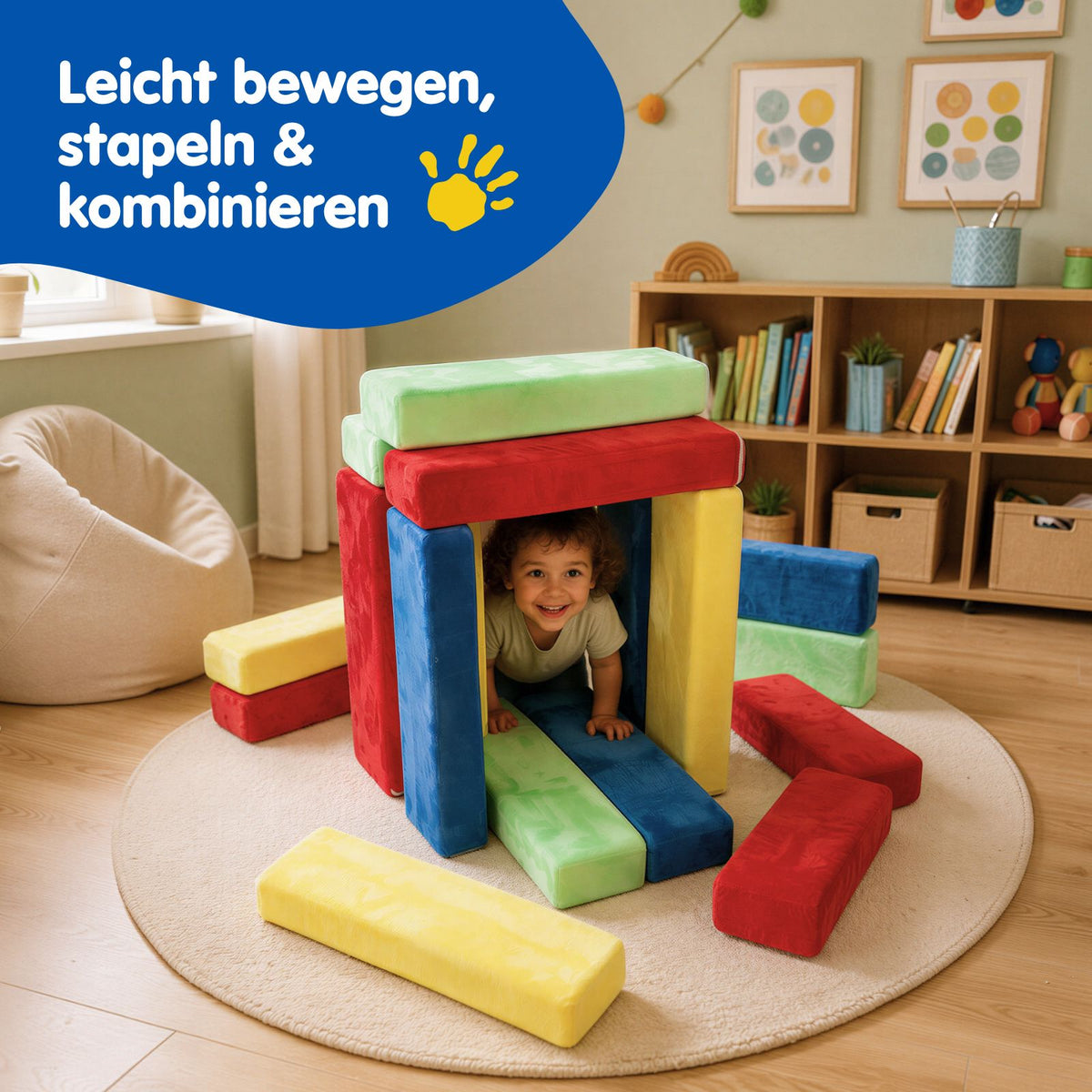 24-tlg. Schaumstoffbausteine-Set Softbausteine Stapelblöcke Bausteine