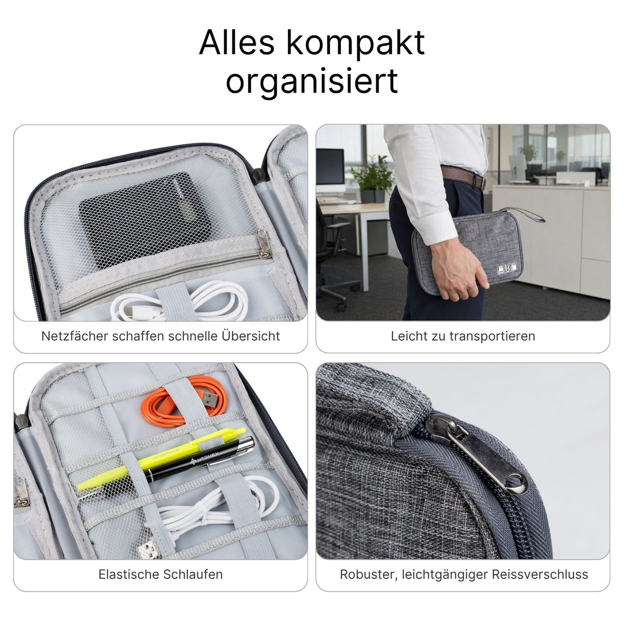 Kabel-Aufbewahrungstasche Zubehör-Organizer Zubehörtasche Kabeltasche