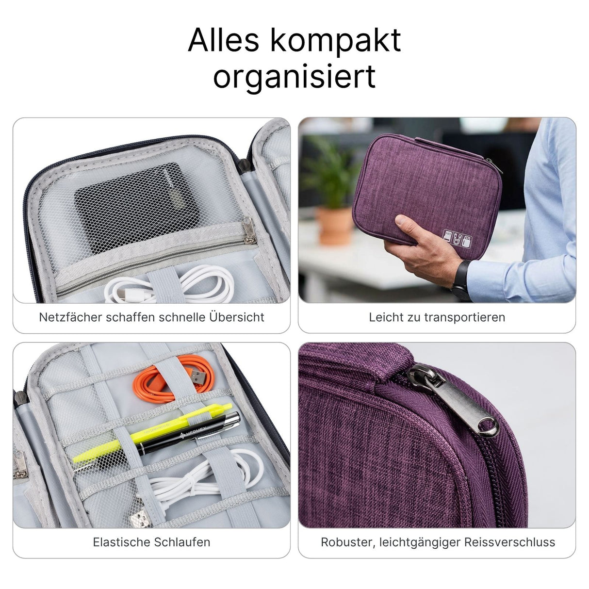 Kabel-Aufbewahrungstasche Zubehörtasche Kabeltasche Zubehör-Organizer