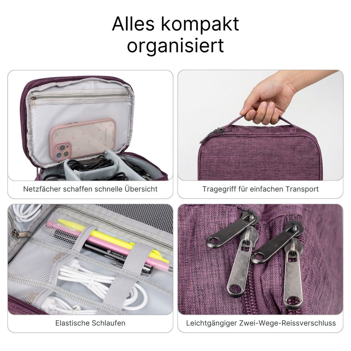 Kabel-Aufbewahrungstasche Kabeltasche Zubehörtasche Zubehör-Organizer