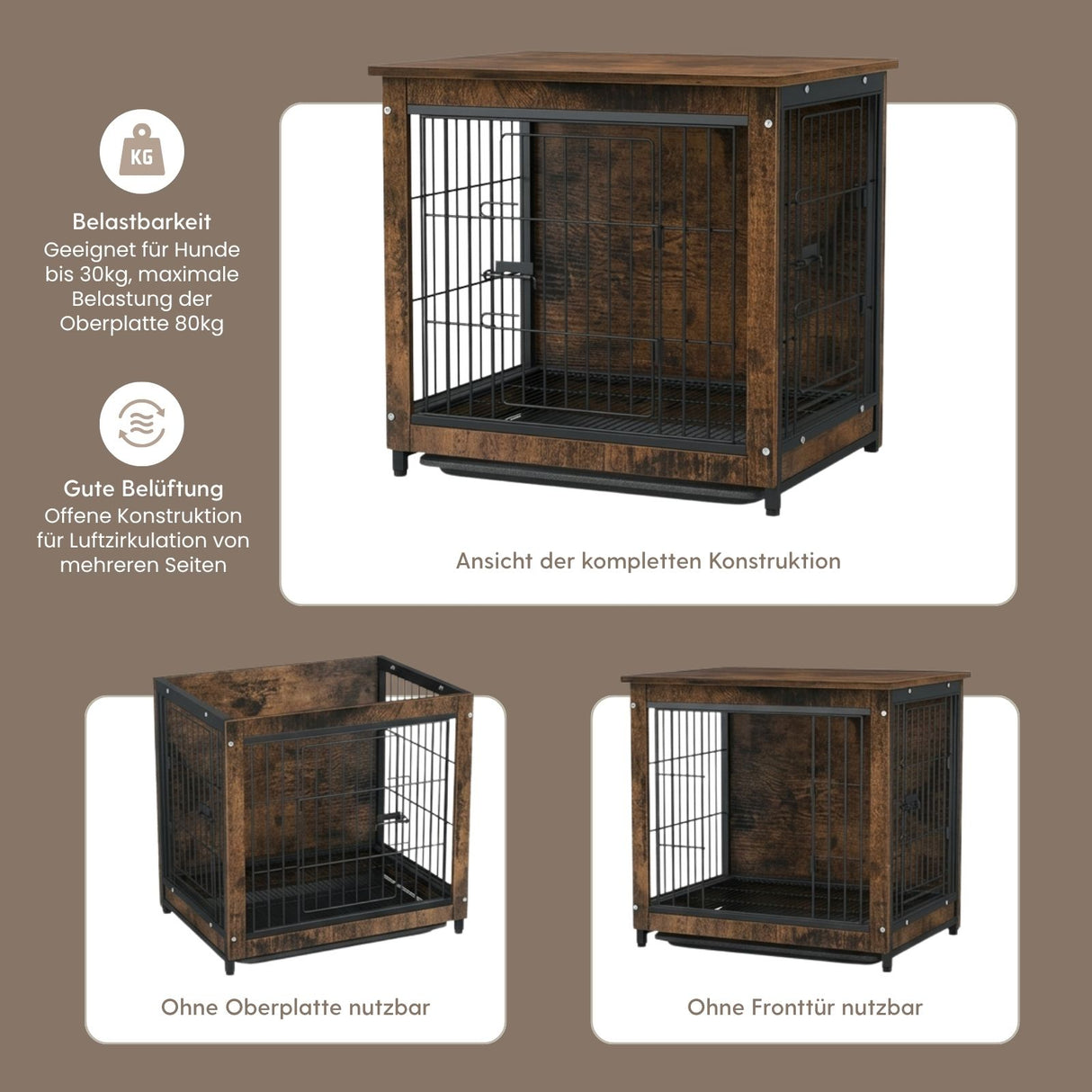 Möbel-Hundebox Grösse L Hundekäfig Haustierkäfig Beistelltisch