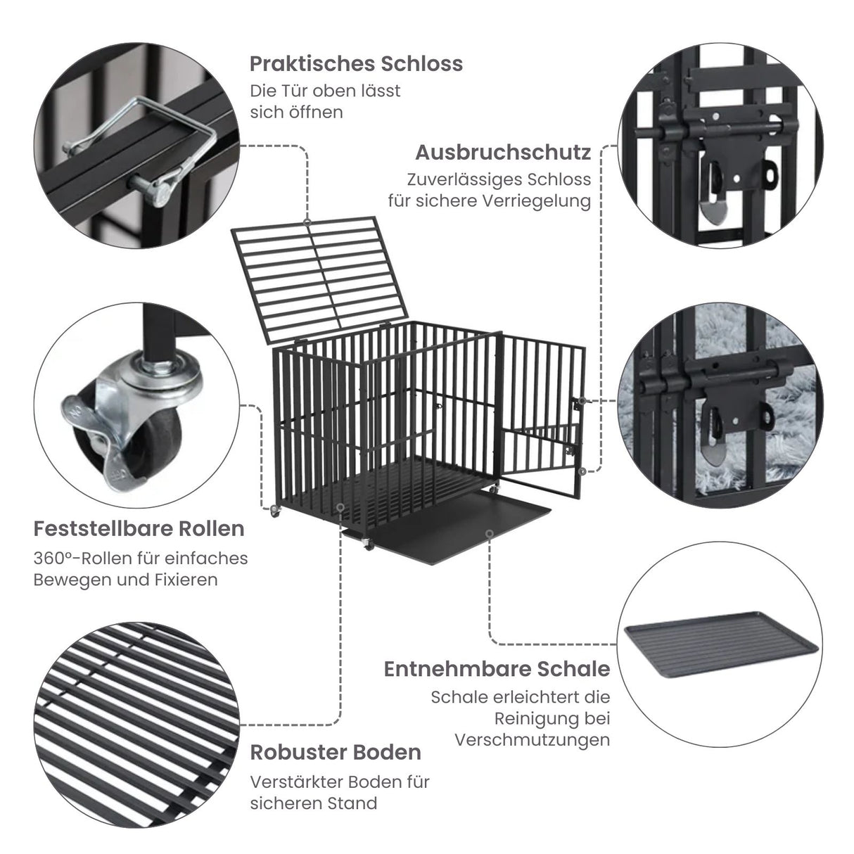 Hundekäfig Grösse XL Metallkäfig Hundebox Haustierkäfig Indoor-Käfig