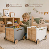 2er-Set Holz-Spielzeugtruhe auf Rollen Spielzeugkiste Bücherkiste
