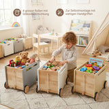 3er-Set Holz-Spielzeugkiste auf Rollen Bücherkiste Spielzeugtruhe