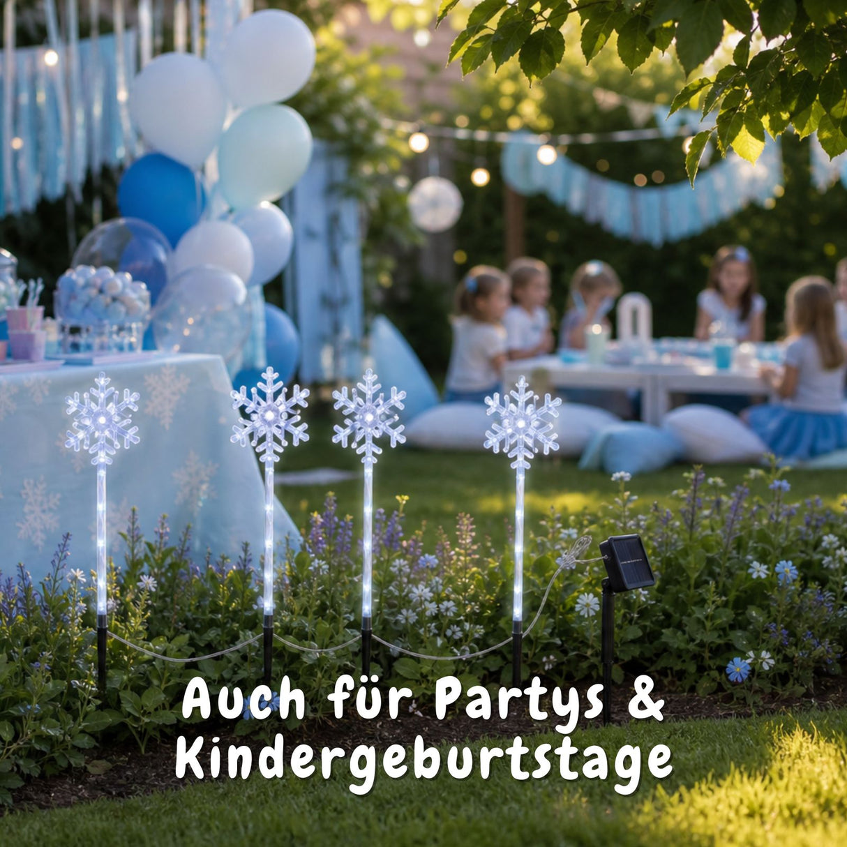 4er-Set LED-Dekoleuchte Gartenbeleuchtung Schneeflocke Solarleuchte